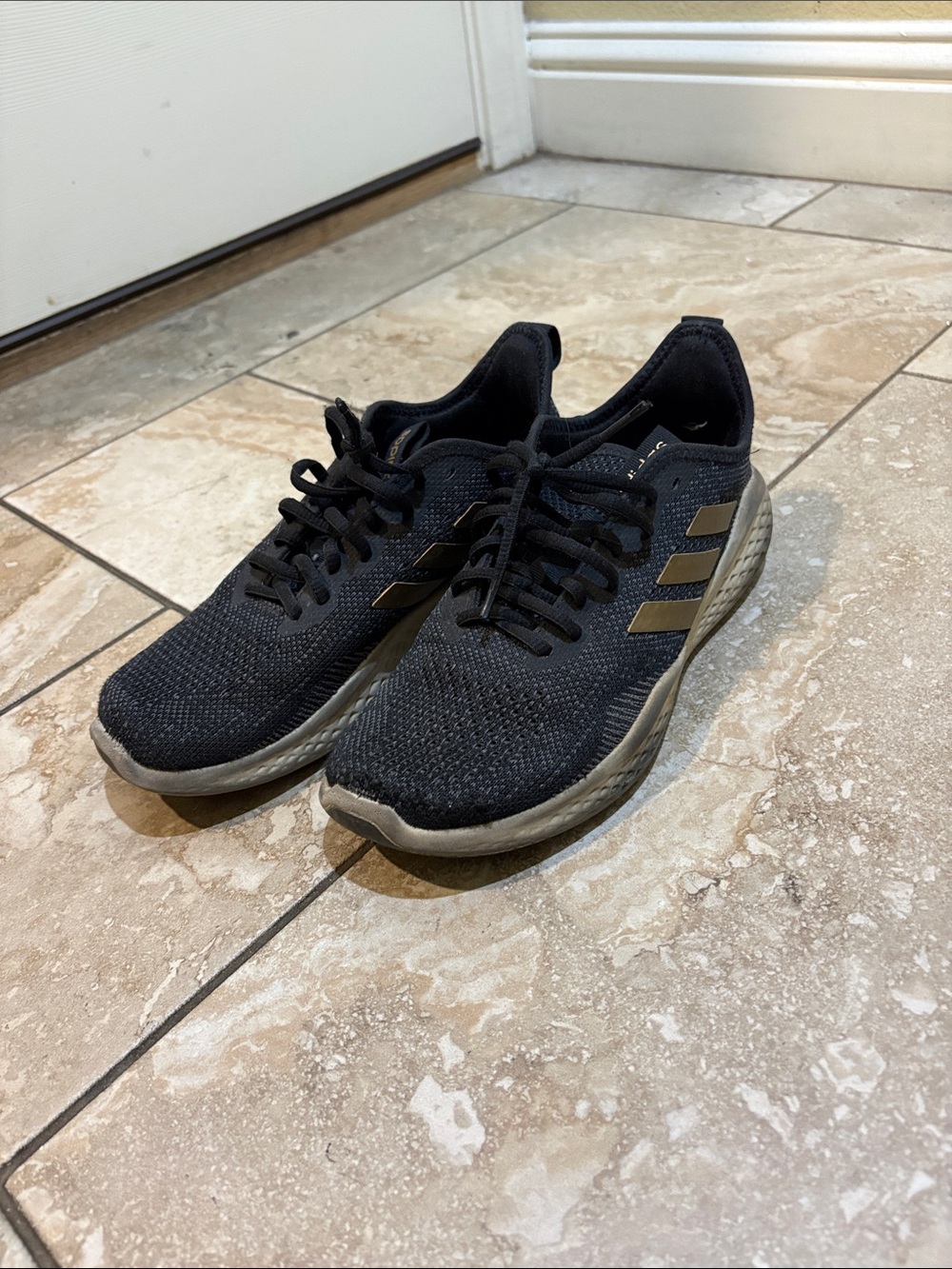 Women's Black Athletic Sneakers with Metallic Accents